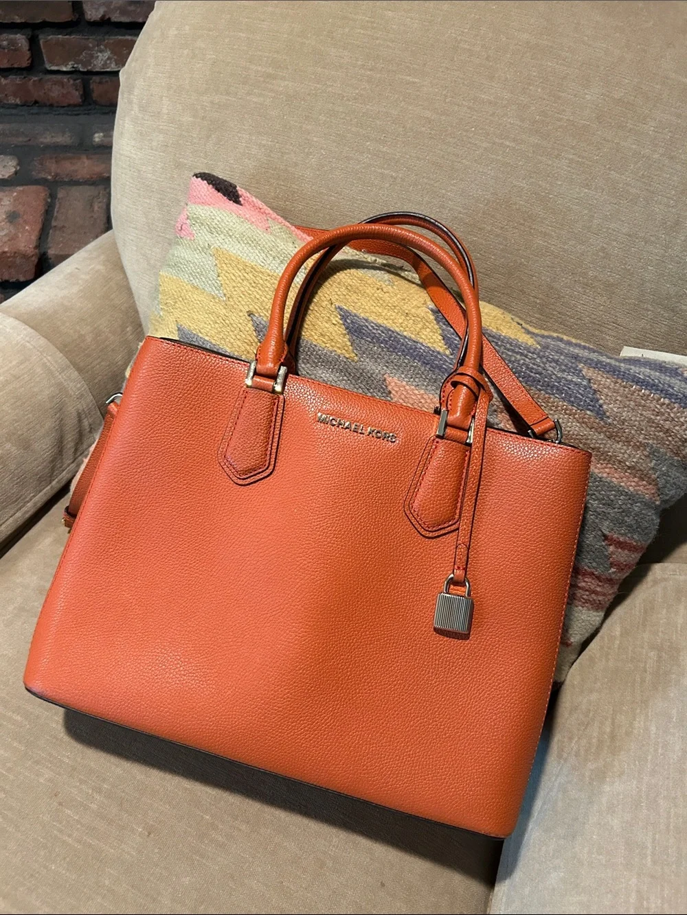 Michael Kors Burnt Orange Pebbled Leather Tote